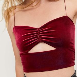 UO Michelle Velvet Cutout Top
